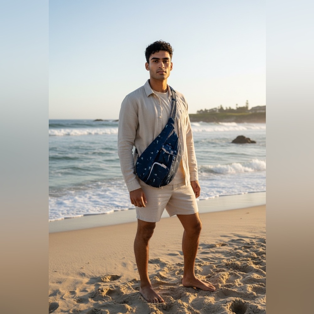 KAVU rope sling bag crossbody shoulder Surfer Ocean Design Multiple Pockets